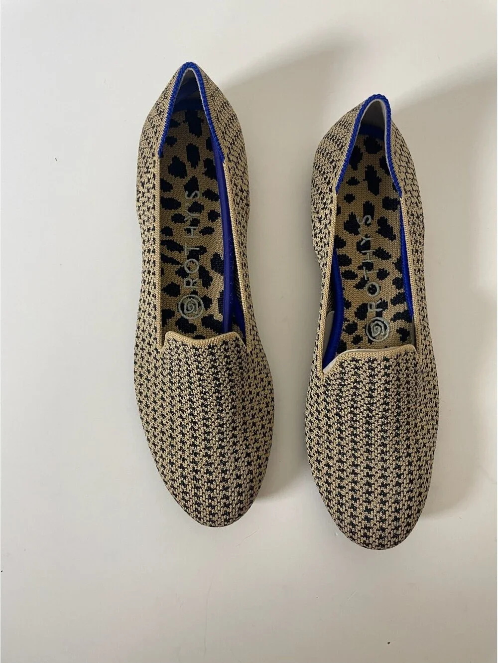 Rothys The Loafer Gold Houndstooth Tan Black Washable Slip On Flats Sz 8 NWOB